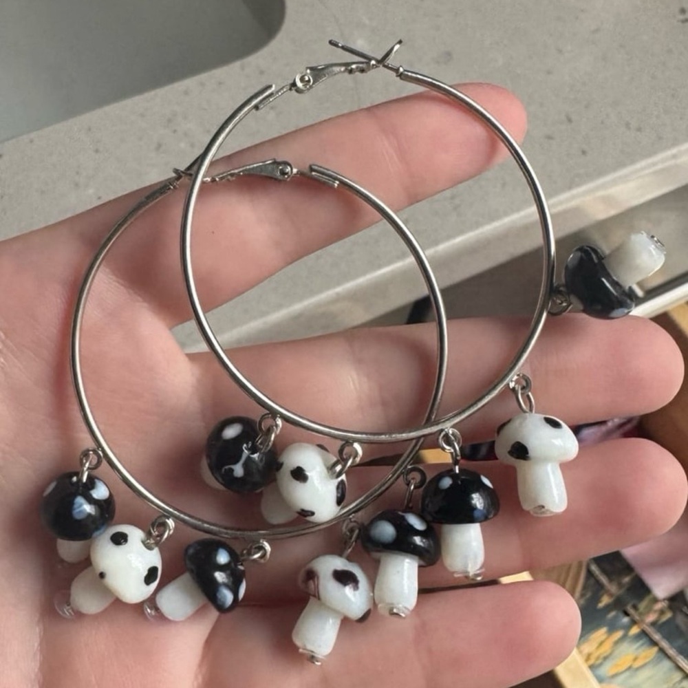 Mushroom Hoop Earrings